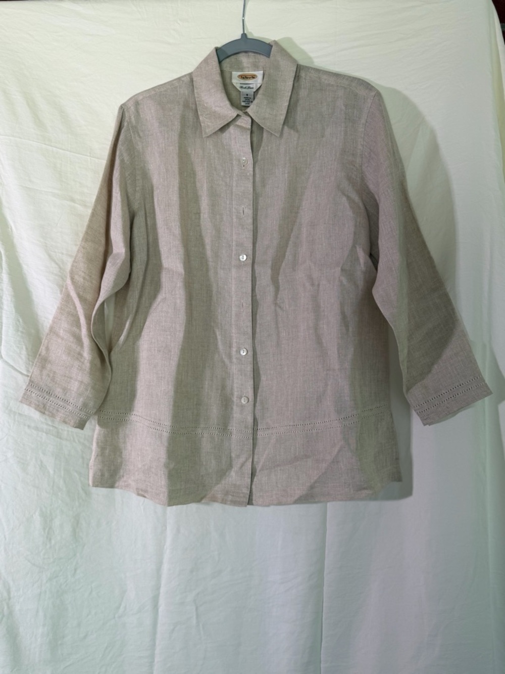 Talbots Light Taupe Irish Linen Shirt